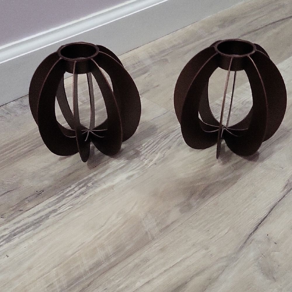Source Unknown Brown Candle Holders